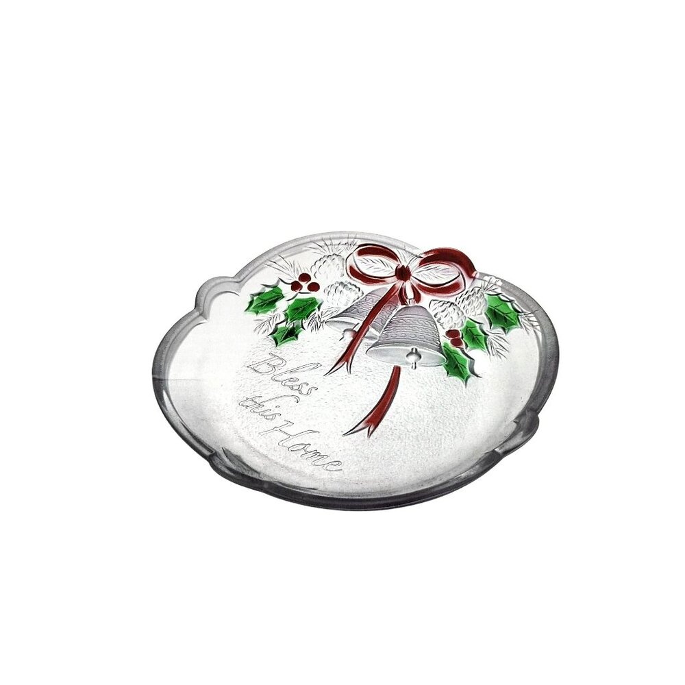 Mikasa Celebrations Crystal Glass Candy Dish Bless This Home 7 Inch Christmas